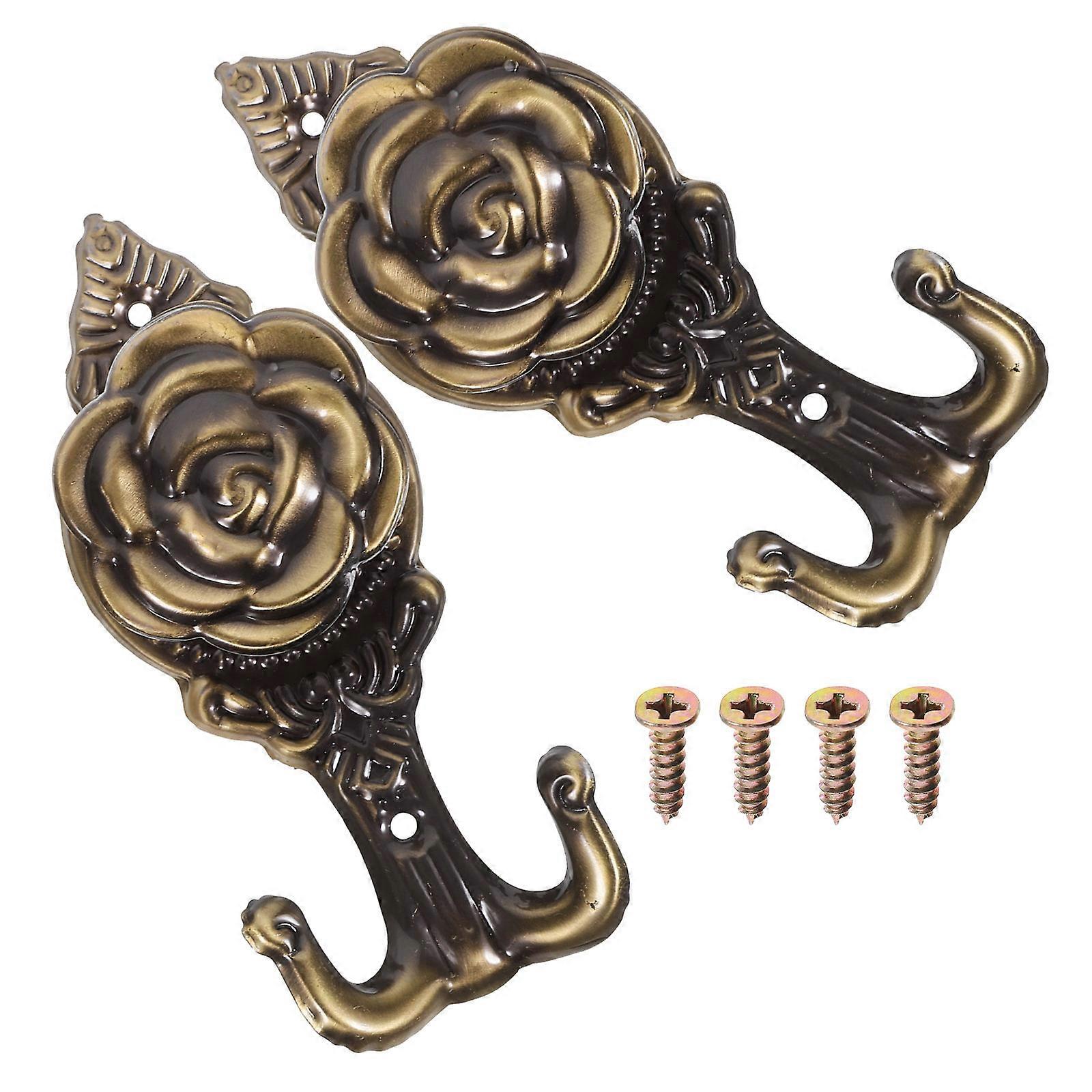 Iron Curtain Tiebacks MultiFunctional Hook for Home Use Elegant Flower Design 2pcs