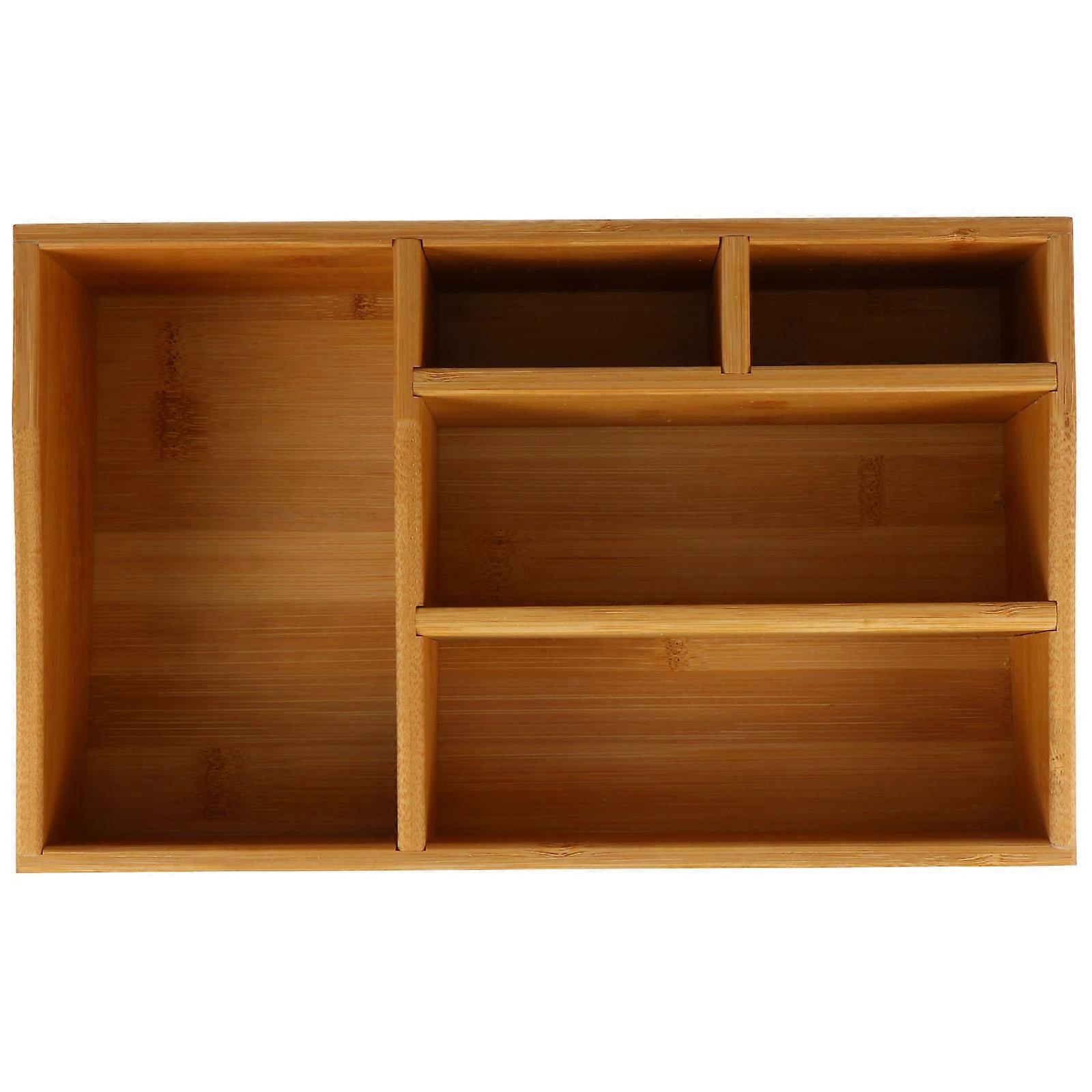 Compact Storage Box for Desk Organization Made of Synthetic Material in Chocolate Color