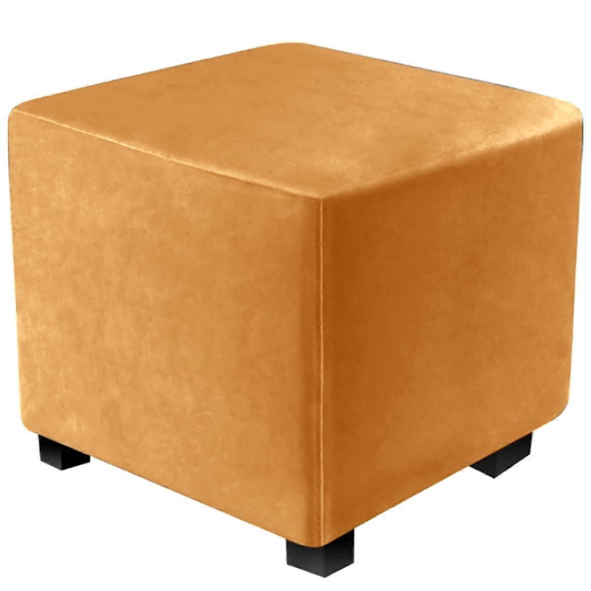 Stretch Velvet Square Ottoman Cover, Elasticated Footstool Protector, Machine Washable