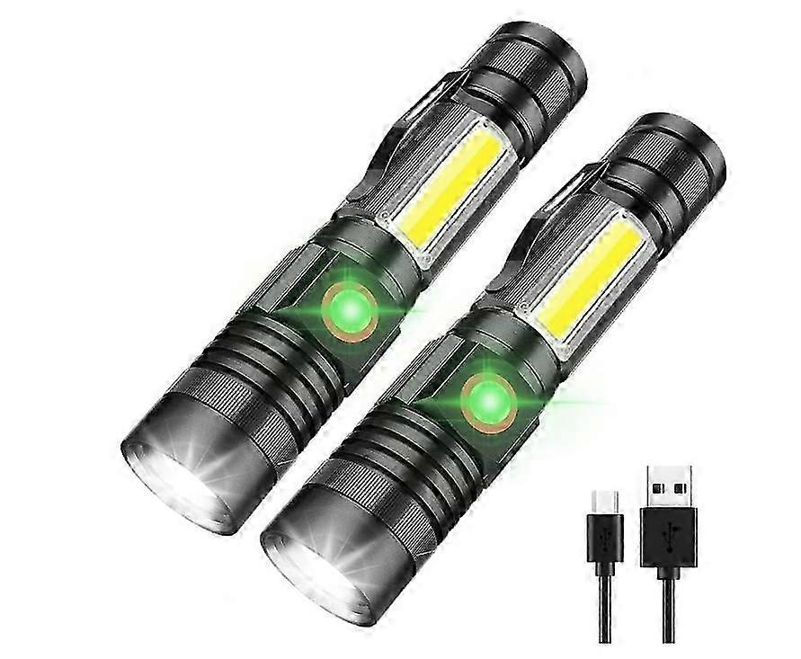 1000 Lumens Super Bright Flash Light with COB Work Light, Small Zoomable Led Flashlight with 4 Lighting Modes(Black)