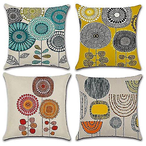 Set Of 4 Retro Simple Pastoral Pillowcase