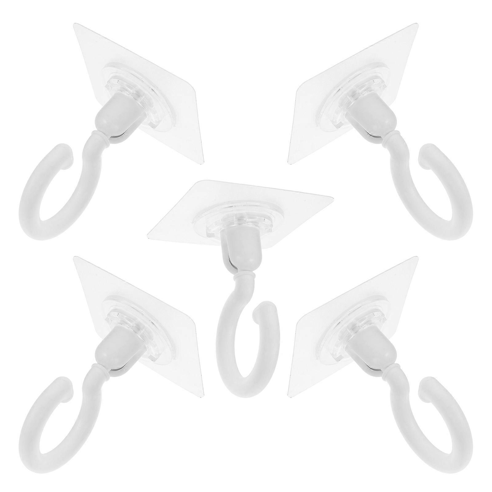 Absorbent Ceiling Hooks Heavy Duty for Hanging Plants 5Pcs White Plastic