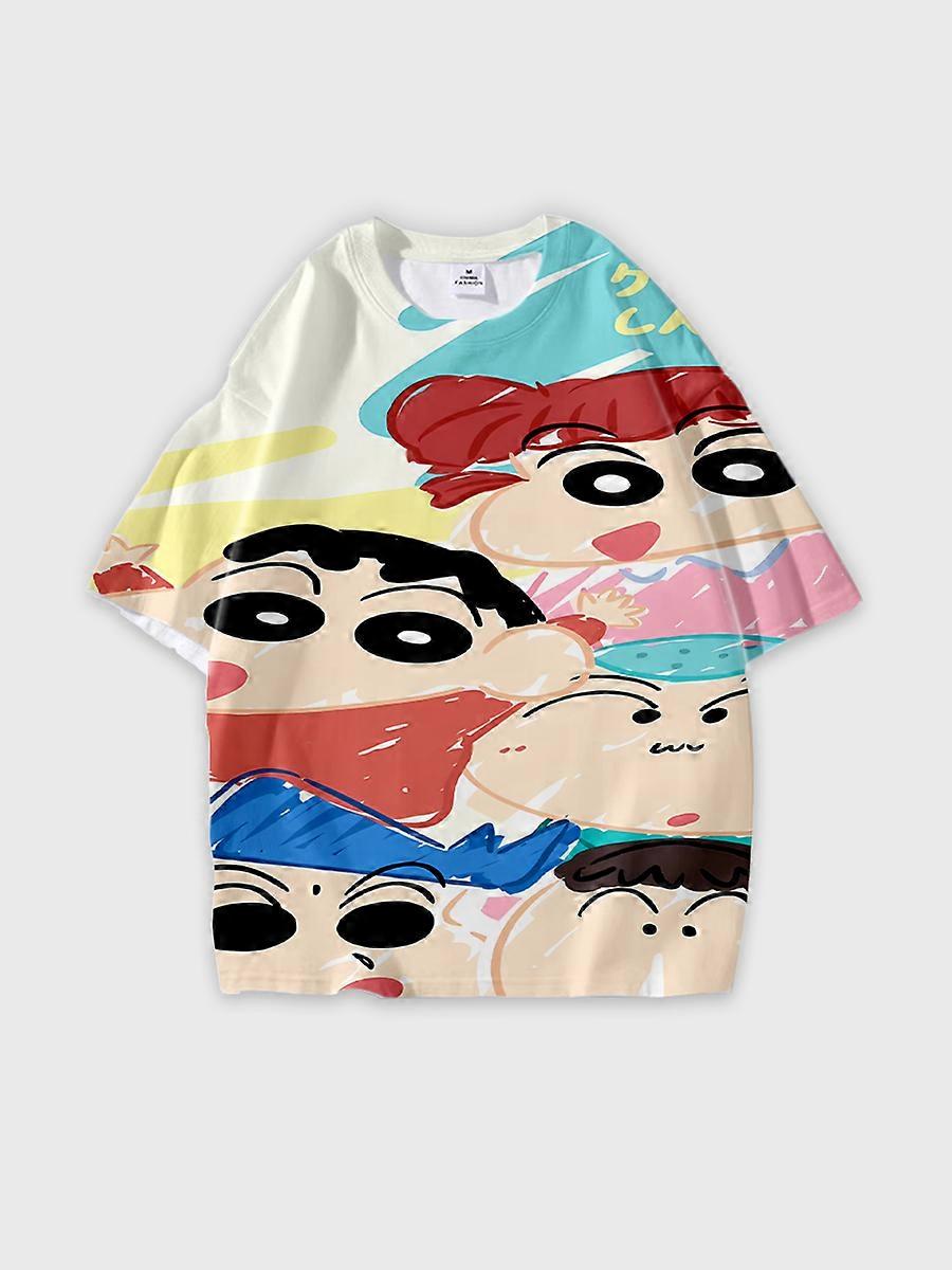 T-shirt girocollo Cartoon Pattern manica corta sciolta B1942