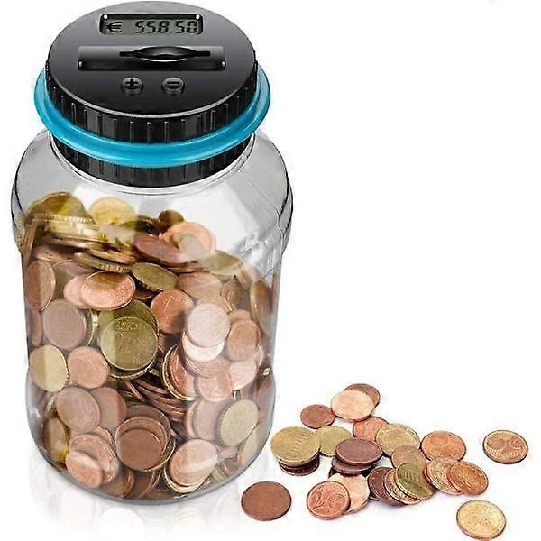 Coin Bank Piggy Bank with LCD Display, Automatic Coin Counting Jar, 1.5L Large Capacity Digital Piggy Bank
