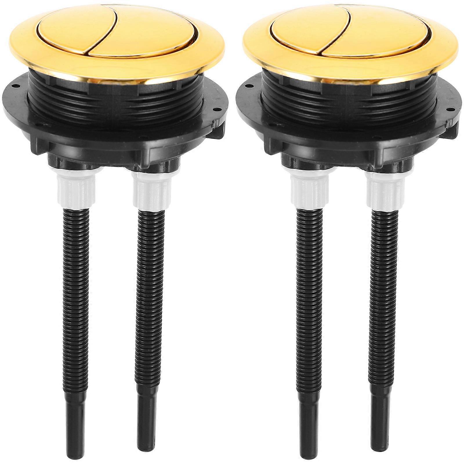 Toilet Cistern Parts Dual Flush Button Multi-Layer Electroplating Process Golden 2Pcs