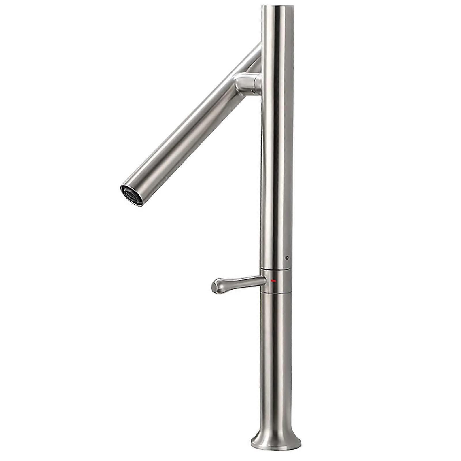 Brushed Silver 360° Rotating Folding Sink Mixer Tap, 304 Stainless Steel Hot and Cold Water, Single Handle Design