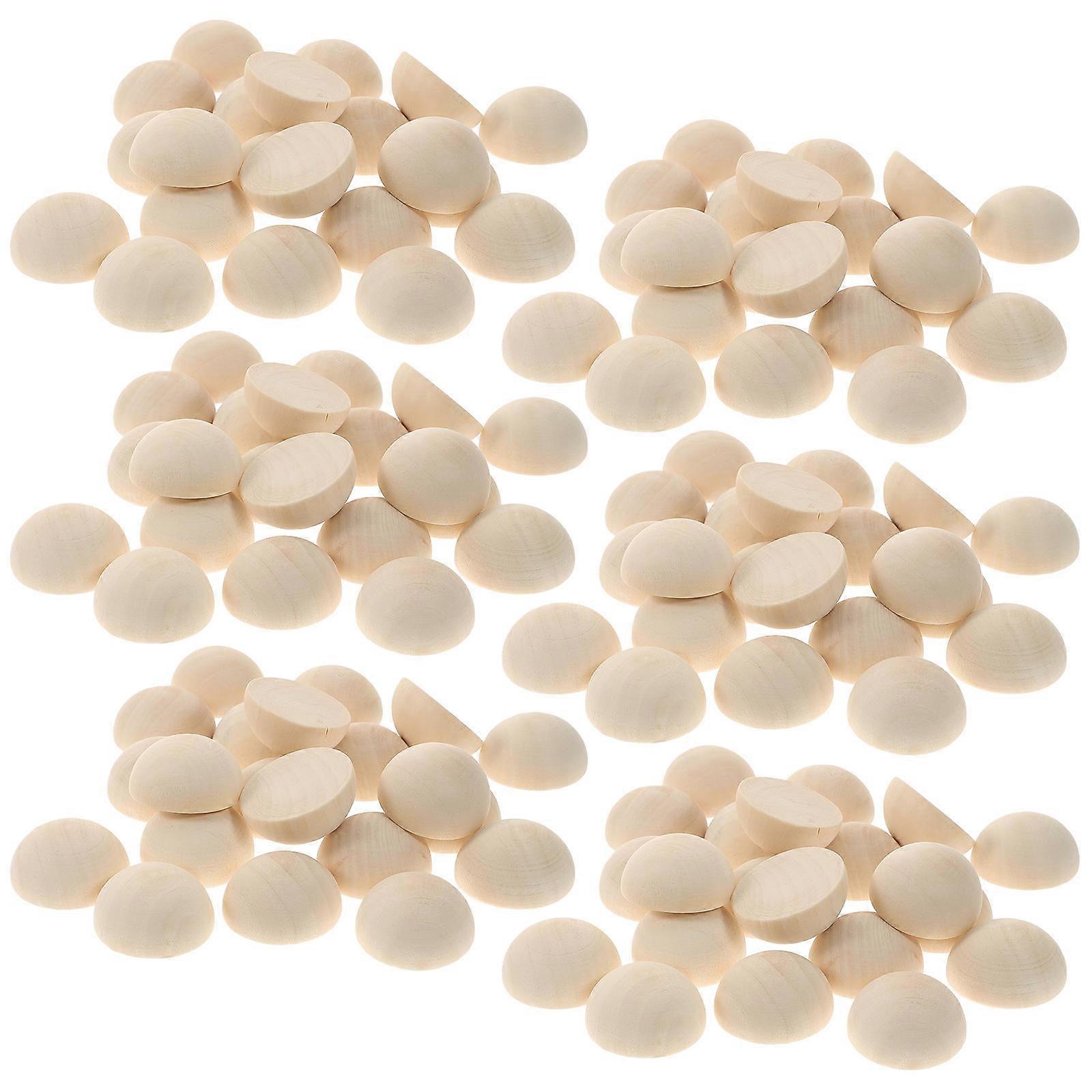 DIY Craft Half Wooden Beads for Bracelets and Garlands Khaki Color Smooth Surface 100pcs