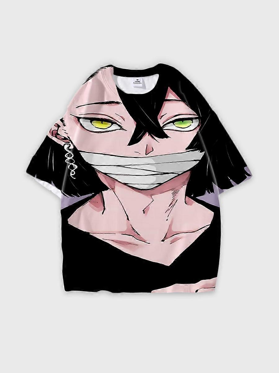 T-shirt round neck Character Pattern loose short sleeve P1440