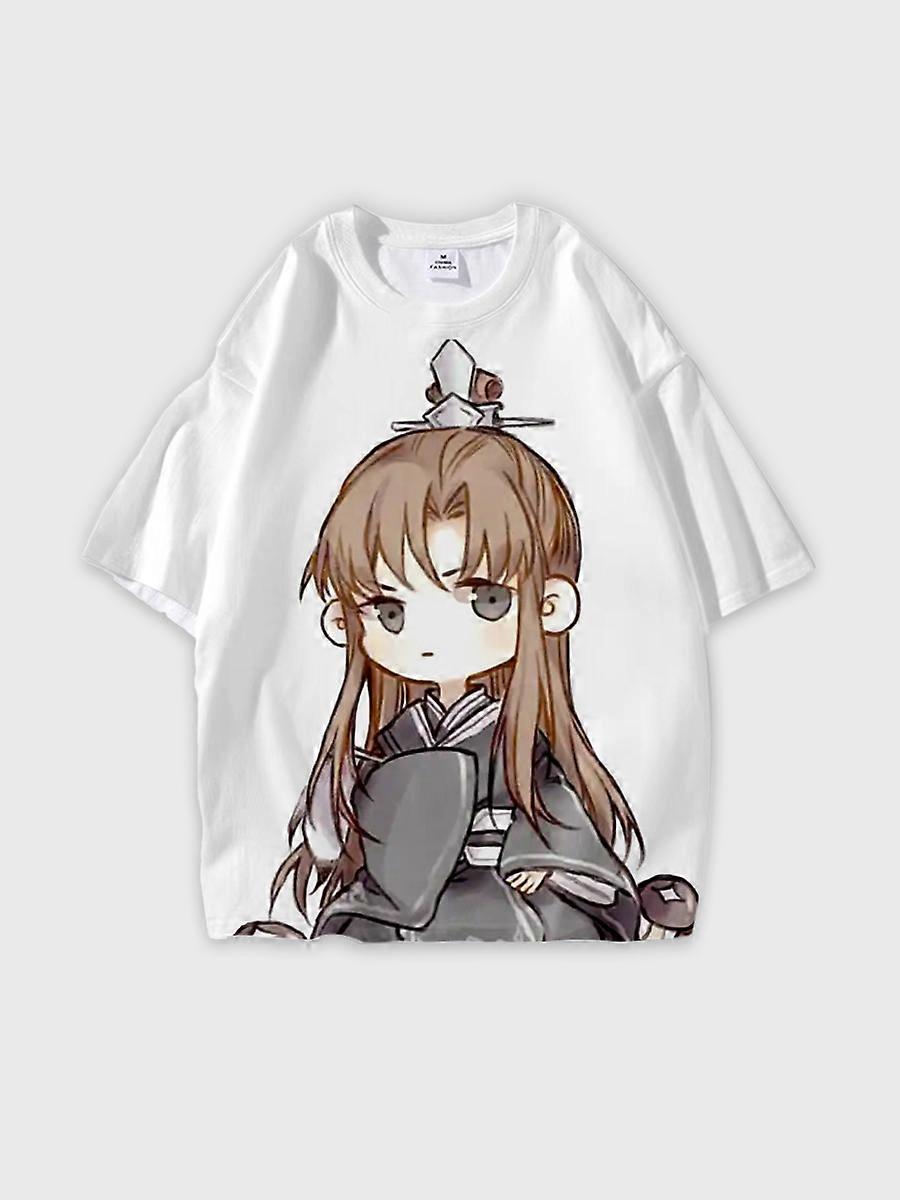 T-shirt round neck Character Pattern loose short sleeve Q25