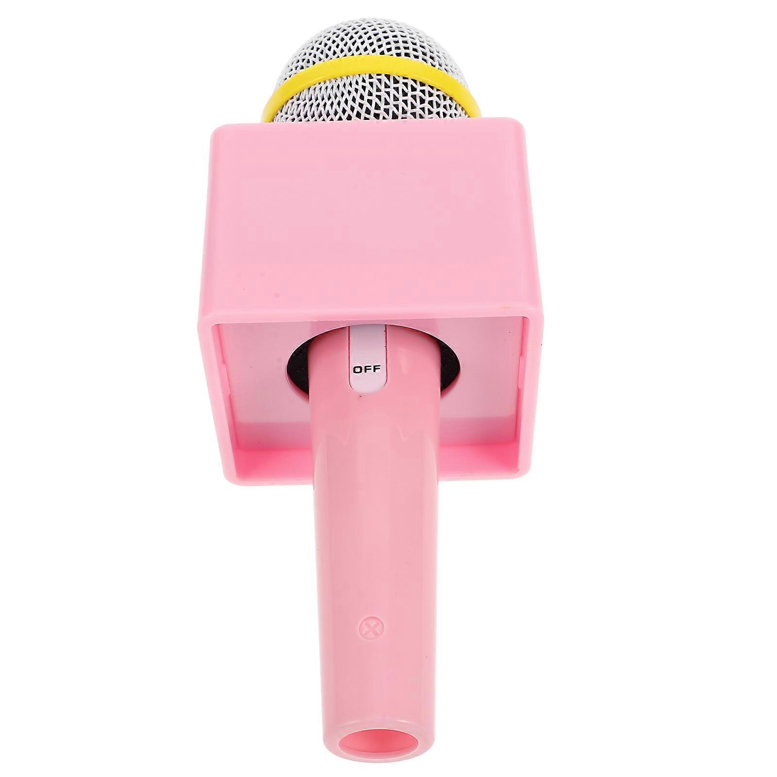 Microphone Props Simulation Microphone For Kids Pretend Play Karaoke Stage Performance Retro Design Pink 1Pcs