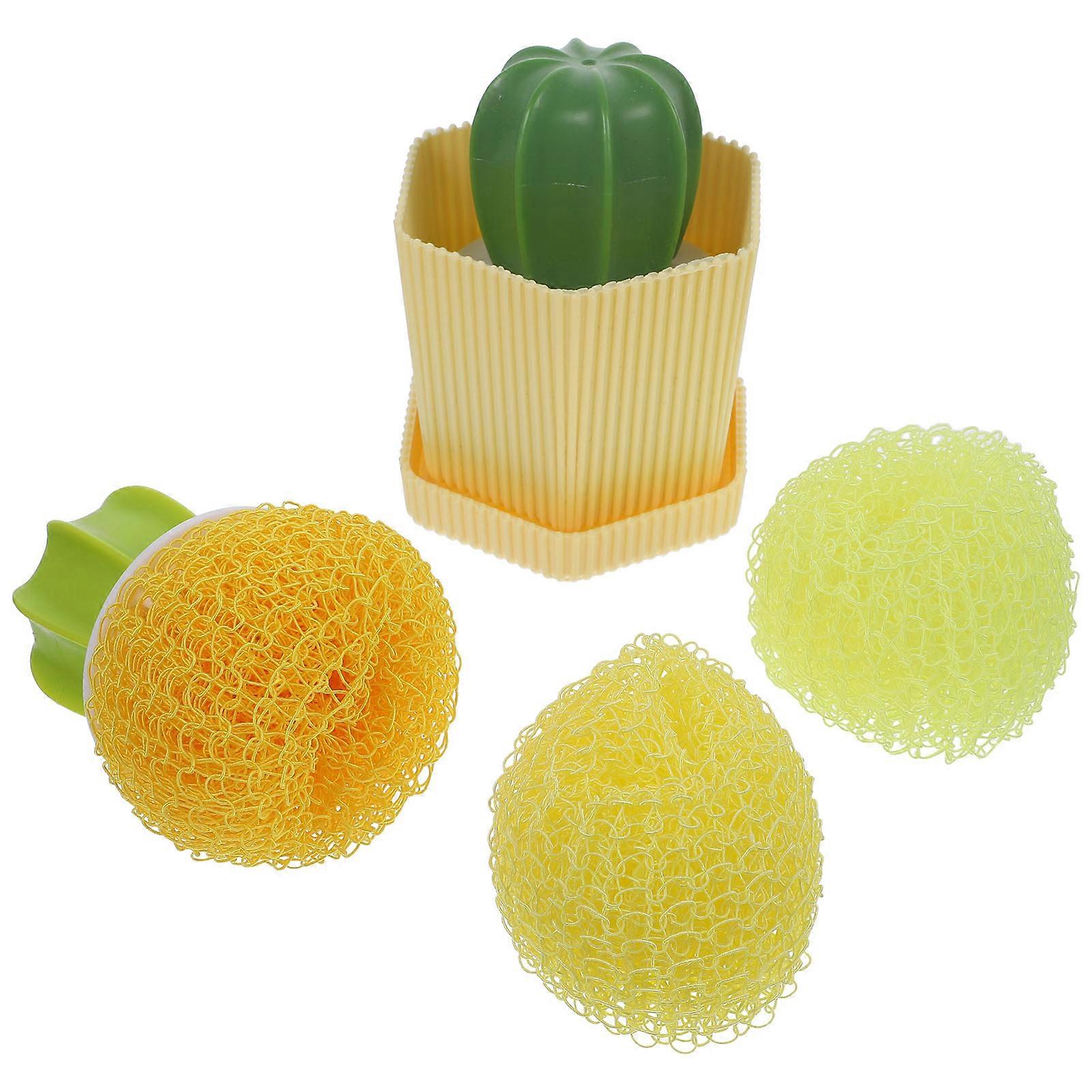 Cactus Shape Cleaning Balls 2 Sets Cookware Cleaners for Pots and Pans with Decorative Design