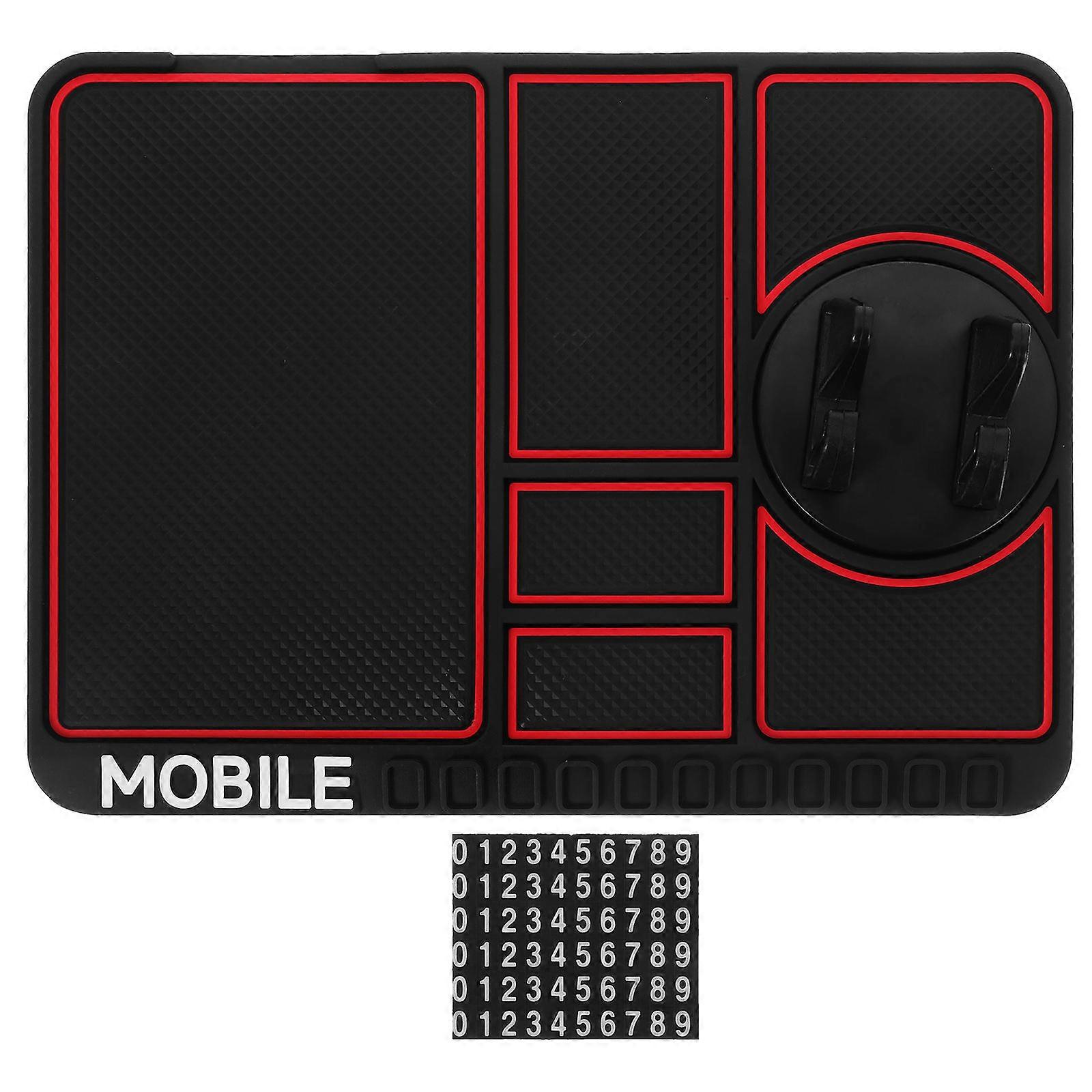 Car Instrument Mat Luxurique Red Non Slip Mat For Car Dashboard Reusable Washable 1Pack