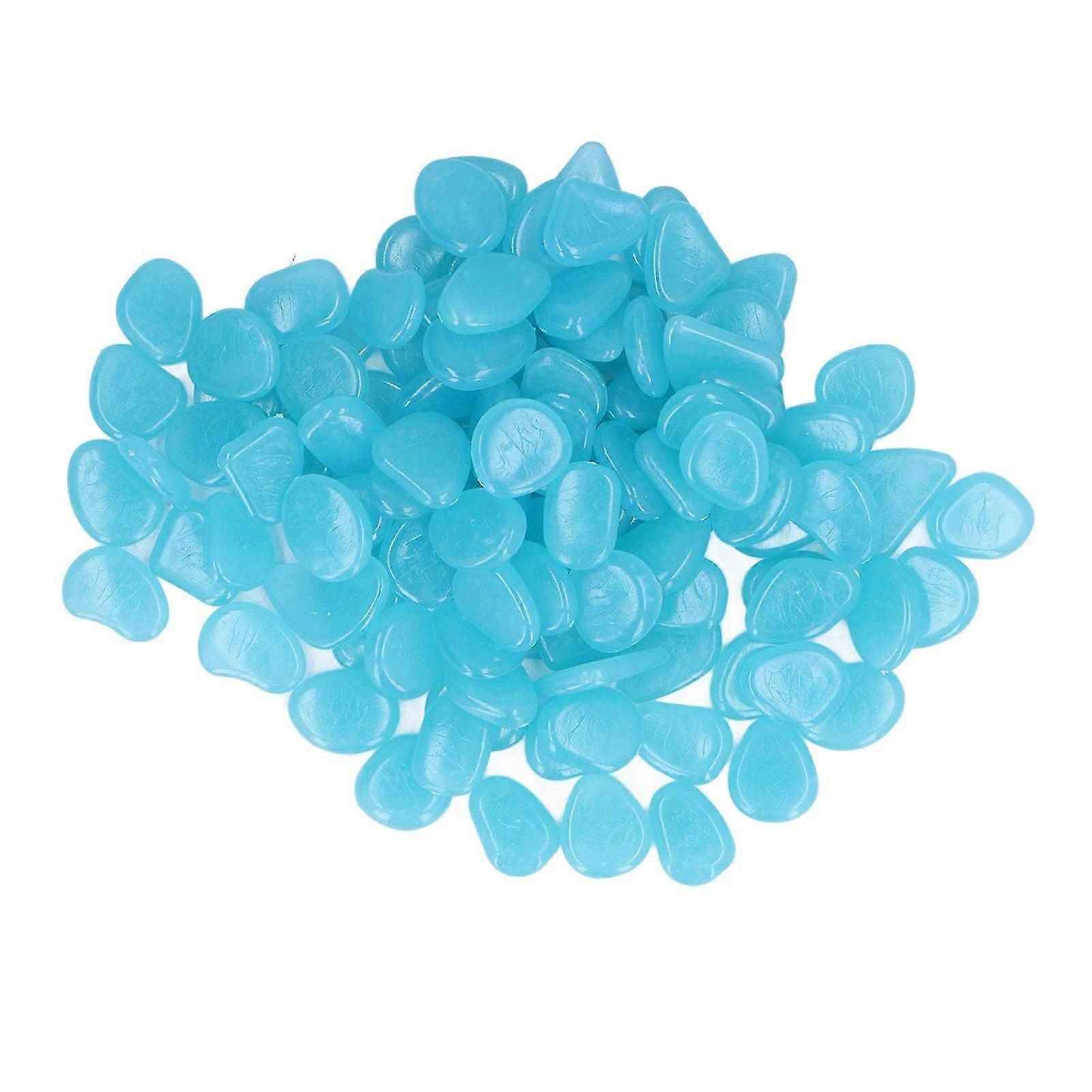 Colorful Luminous Pebbles for Outdoor Garden Paths & Walkways - 200 Light Blue Fluorescent Stones, Decorative Glow-in-the-Dark Supplies