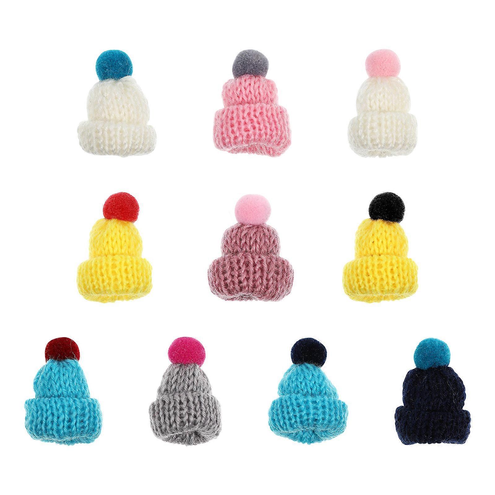Mini Knitting Hats Diy Craft Decorations Assorted Color Bright Colors Design 5.00X3.00X3.00cm 10Pack