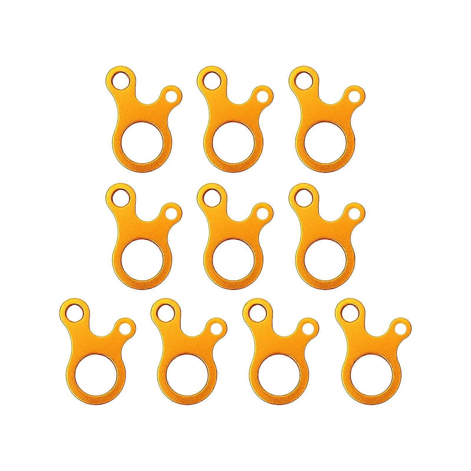 3-Hole Tension Buckles Set of 10, Adjustable Resistor Regulators for Camping Cord and Knot Tools, Gold Finish