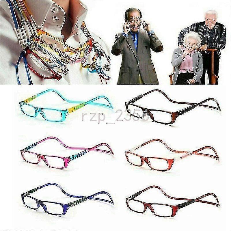 Folding Magnetic Reading Glasses with Snap Click Front, Neck Hanging Spectacles