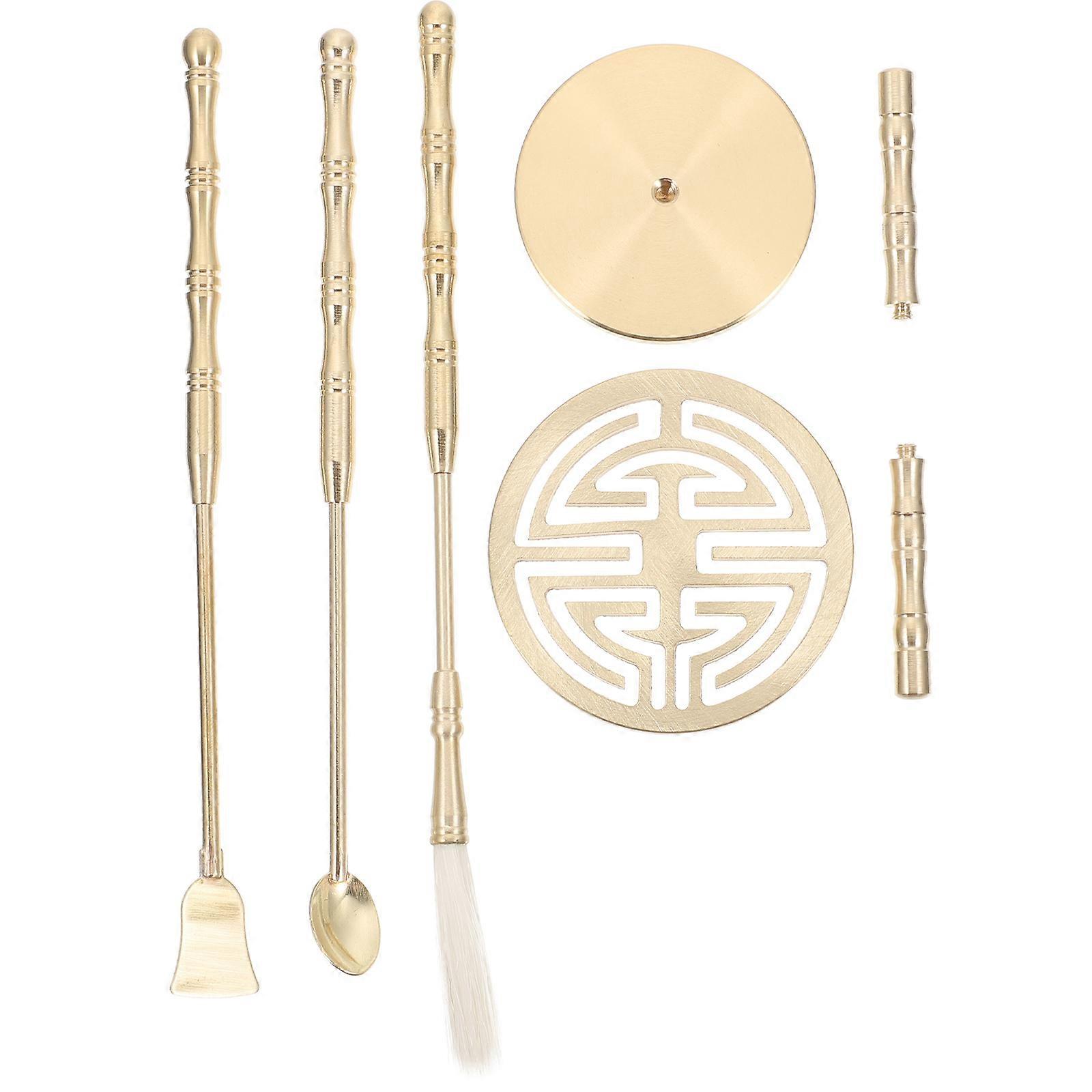 Golden Brass Incense Ash Press Tool Set for Home Use 1 Set