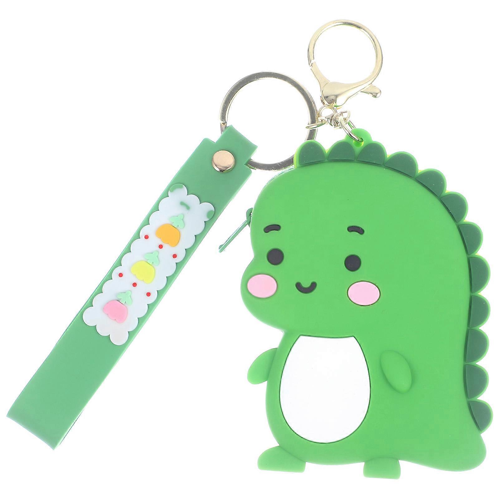 Cute Dinosaur Shaped Silicone Coin Purse for Storage Use with Detachable Strap Green 3.15 x 2.95 inches