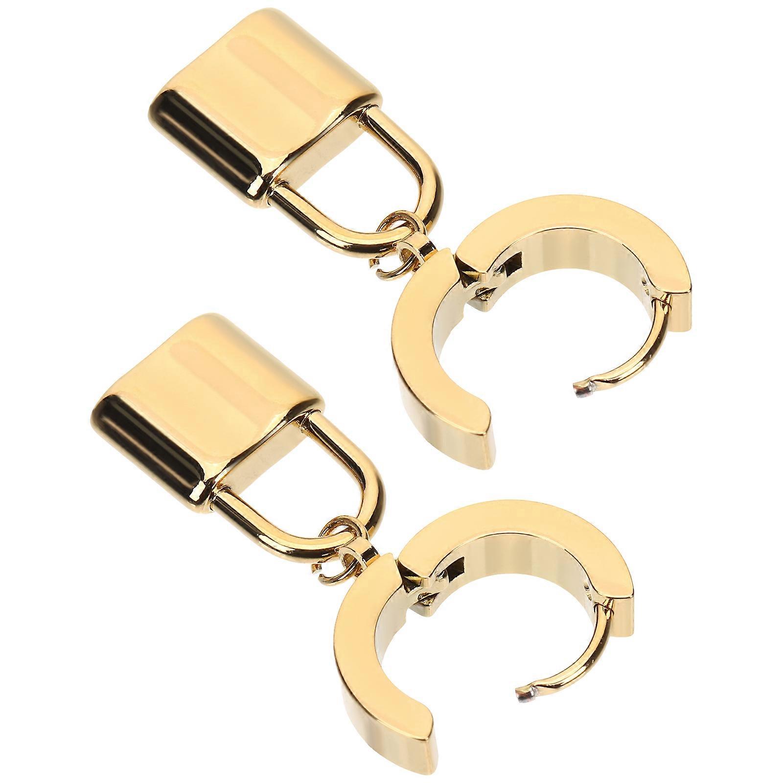 Golden Lock Earrings For Women Daily Wearing And Special Days Comfortable Wear 1Pair