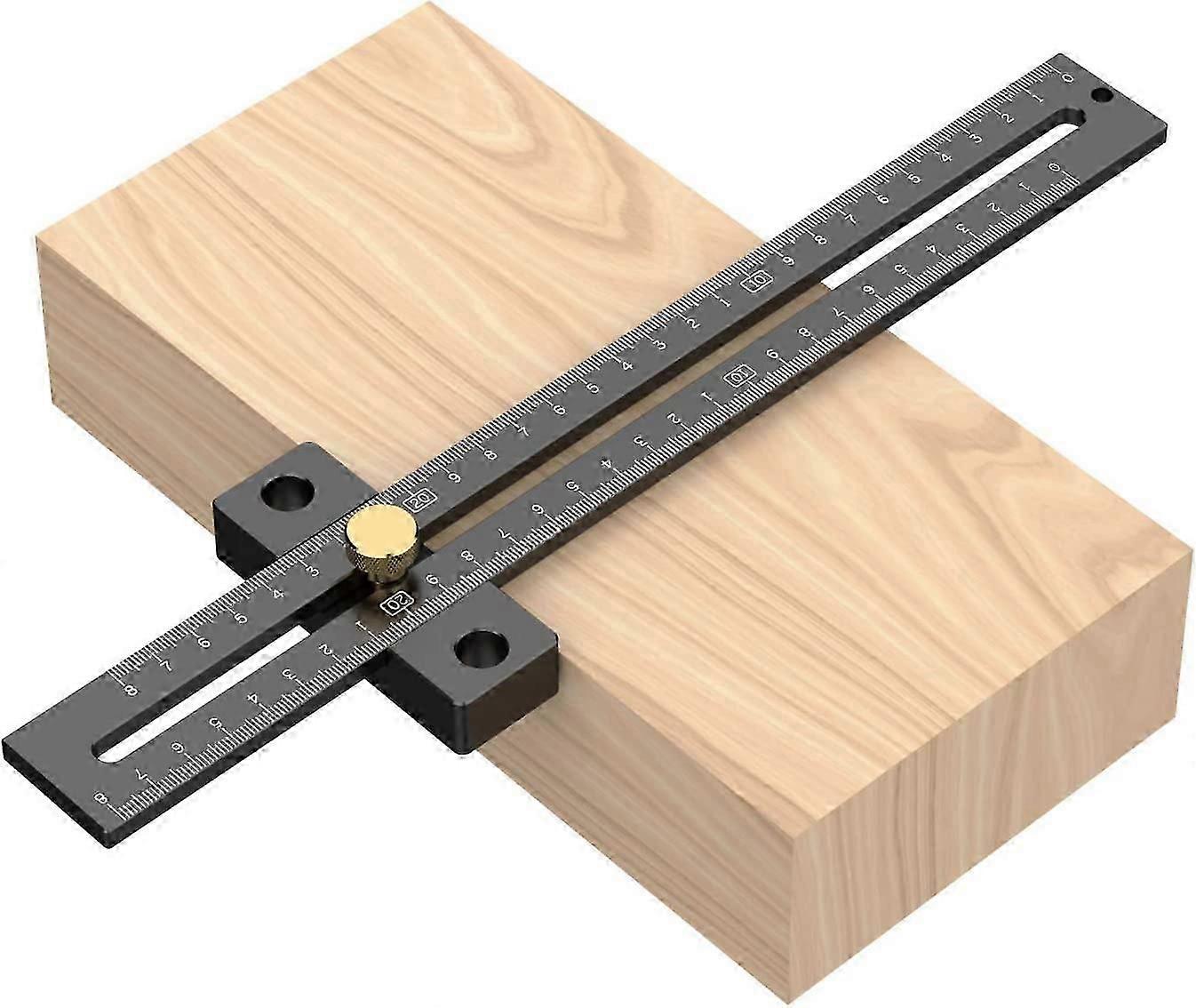 مسطرة T-Square ، مسطرة ثقب وسم الخشب مع 180 مم ، سبائك الألومنيوم ، أسود