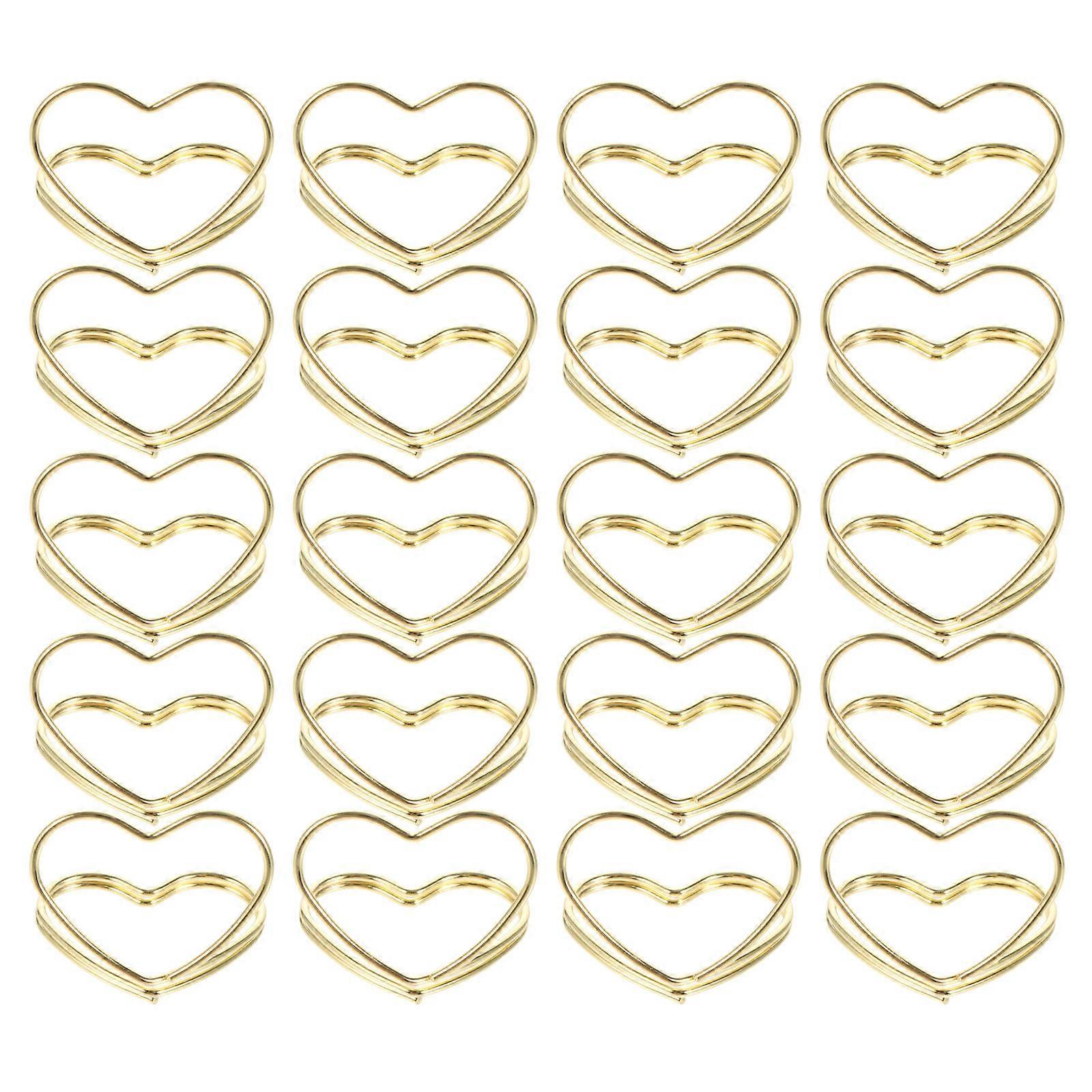 Heart Shaped Note Clips, 20PCS Gold Double Layer Memo Holders for Photos, Business Cards, Tabletop Display, DIY Crafts & Home Decoration