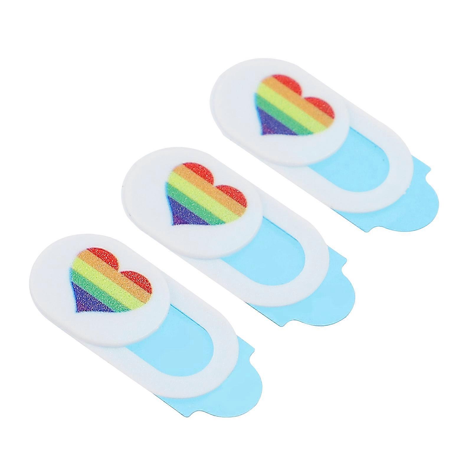 3PCS Cover Slide Anti peeping Heart Pattern Colorful Webcam Cover