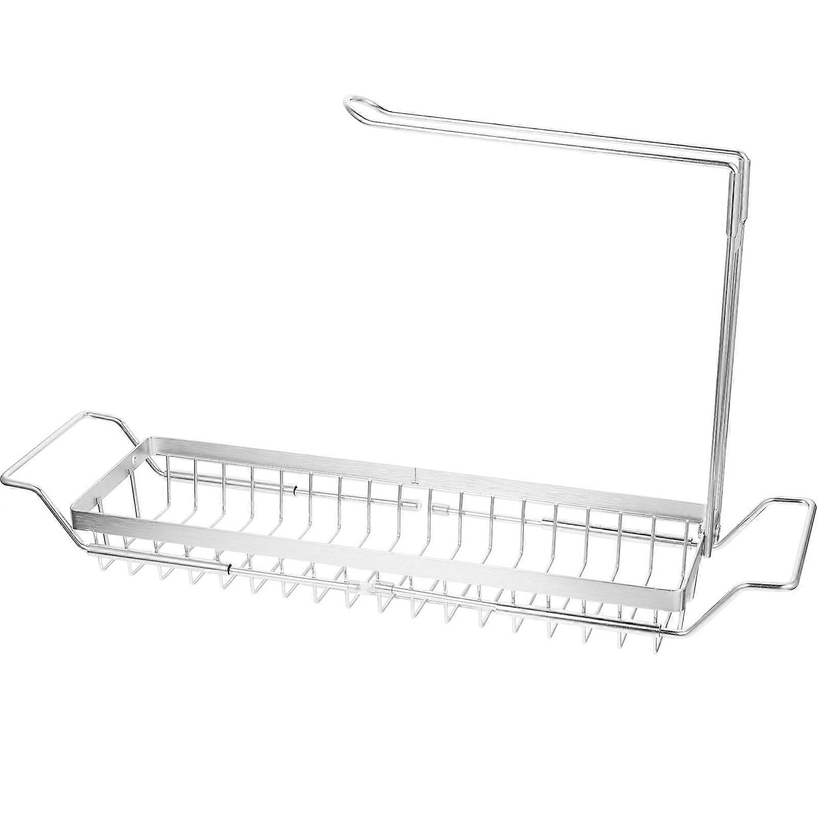 Rectangular Sponge Holder For Kitchen Use With Telescopic Design And Drainage Function Suitable For Household Users In 304 Stainless Steel 1Pack
