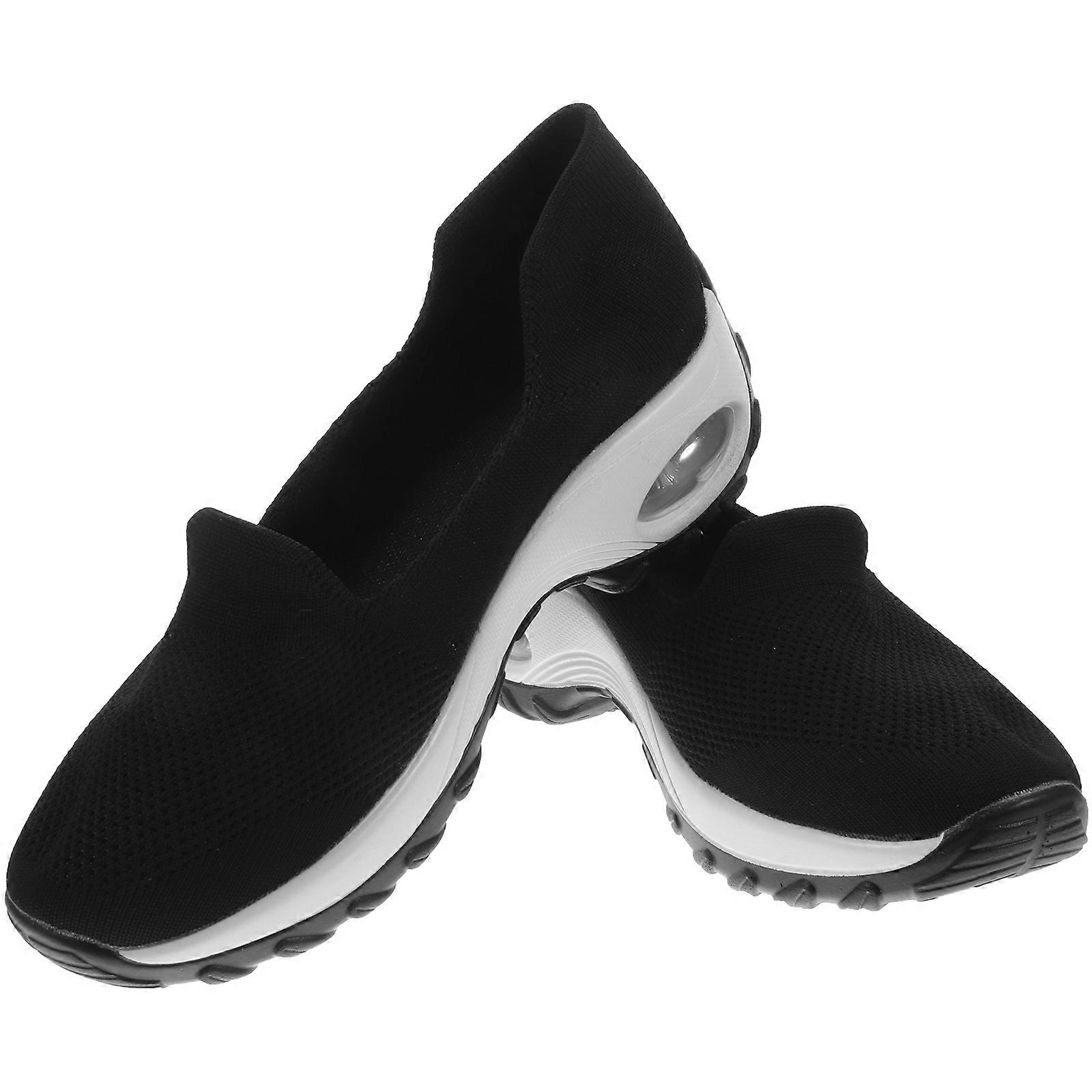 Breathable Lightweight Mesh Slip On Casual Shoes for Women Non Slip Outsole Comfortable Durable Leisure Footwear for Everyday Wear Black