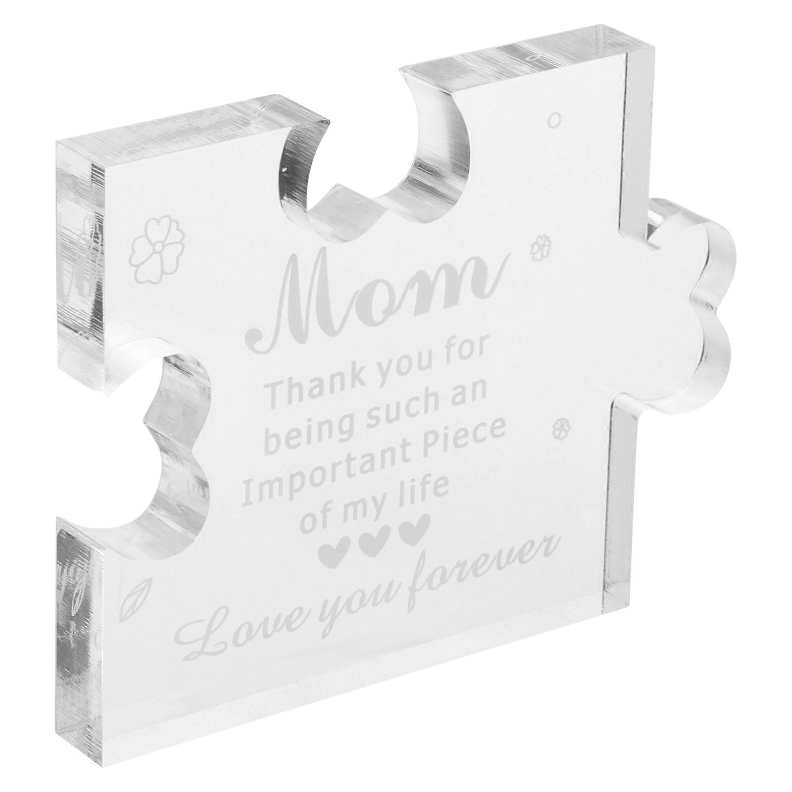 Mother's Day Acrylic Puzzle Desktop Decor – Elegant Mom Centerpiece Sign for Celebrations, Sturdy & Chic Home Decoration for Memorable Moments