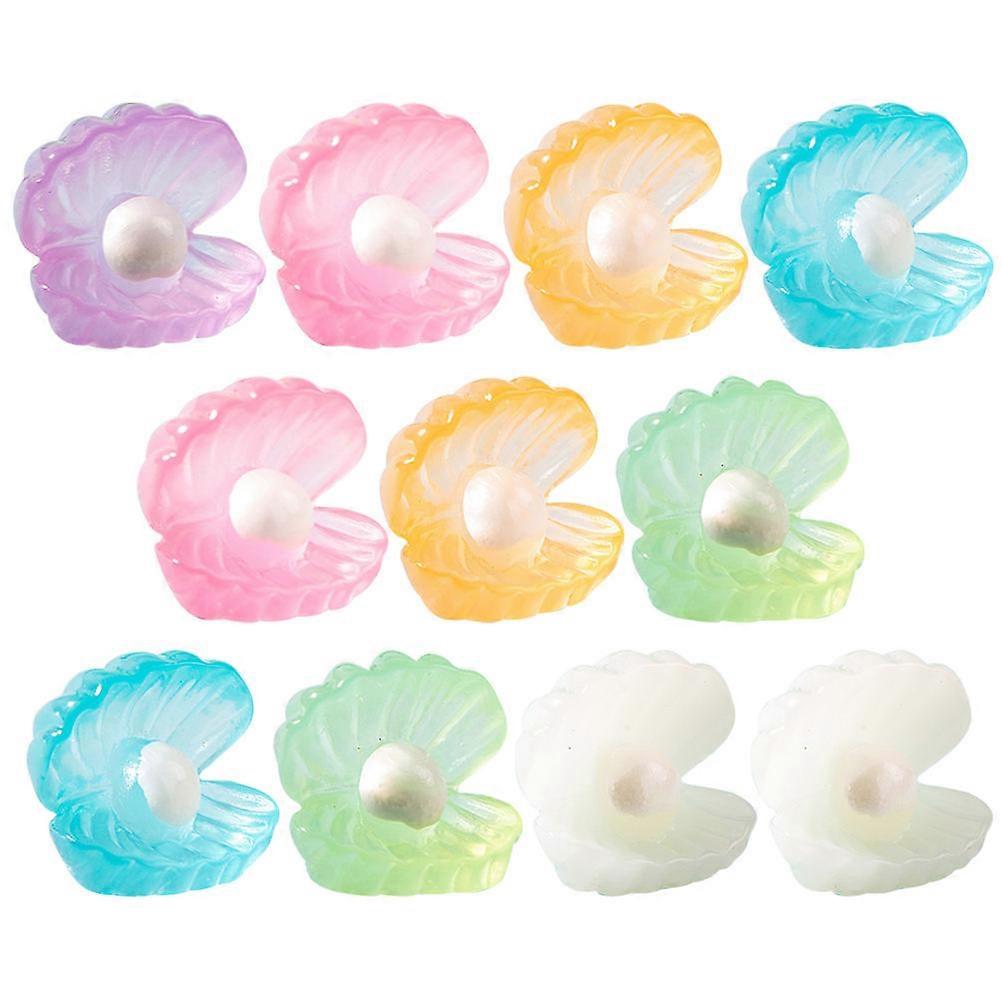 Small Resin Figurines 12Pcs Luminous Shell Figurines Yard Decor Craft Accessories