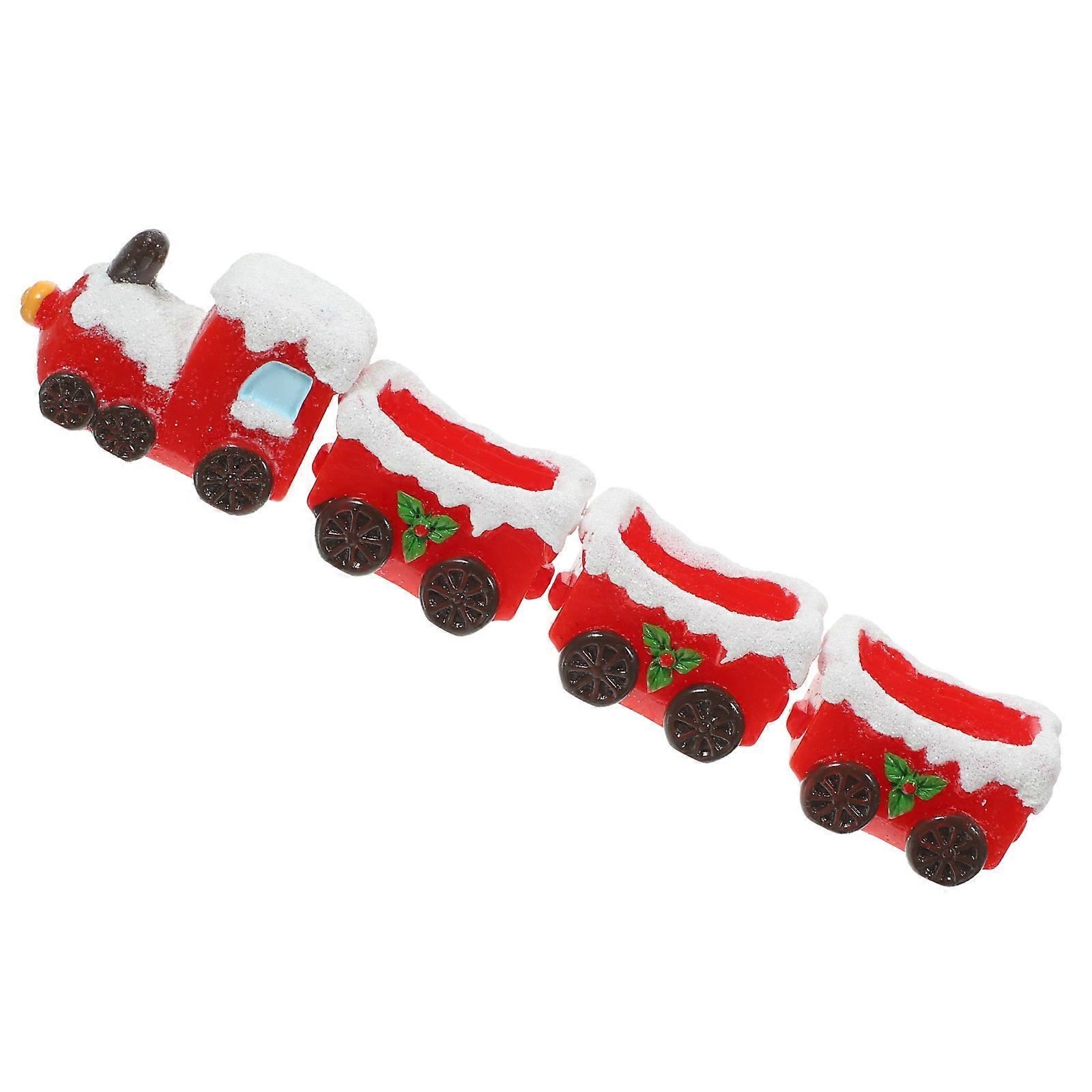 Miniature Christmas Train Ornament with Snow Coating – Sturdy Lightweight Holiday Decor for Home, Office, or Shop Display – Festive Holiday Craft for