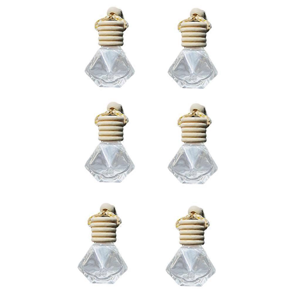 Car Perfume Bottle Pendant 6Set European Oil Diffuser Car Decor Transparent 4.8X3.7X3.7Cm Air Freshener