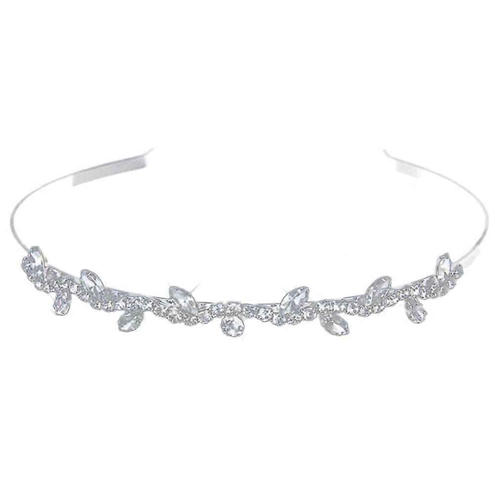 Tiara de cabelo infantil com strass e presilha prateada.