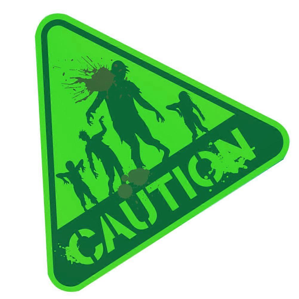 Luminous Zombie Halloween Warning Sign Sticker Rectangular Shape For School Event Decoration 30X26X0.2CM 1Pcs