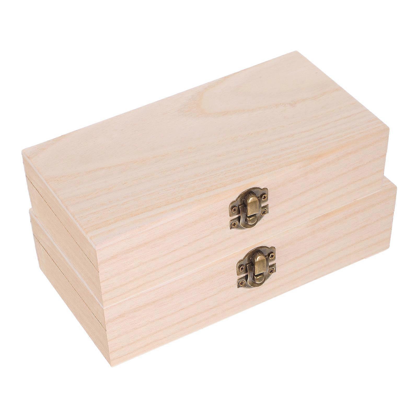 Wood Boxes For Storage Portable Wooden Box With Front Clasp For Christmas Diy Crafts Light Yellow 20.00X10.00X5.00CM Secure Locking 2Pcs