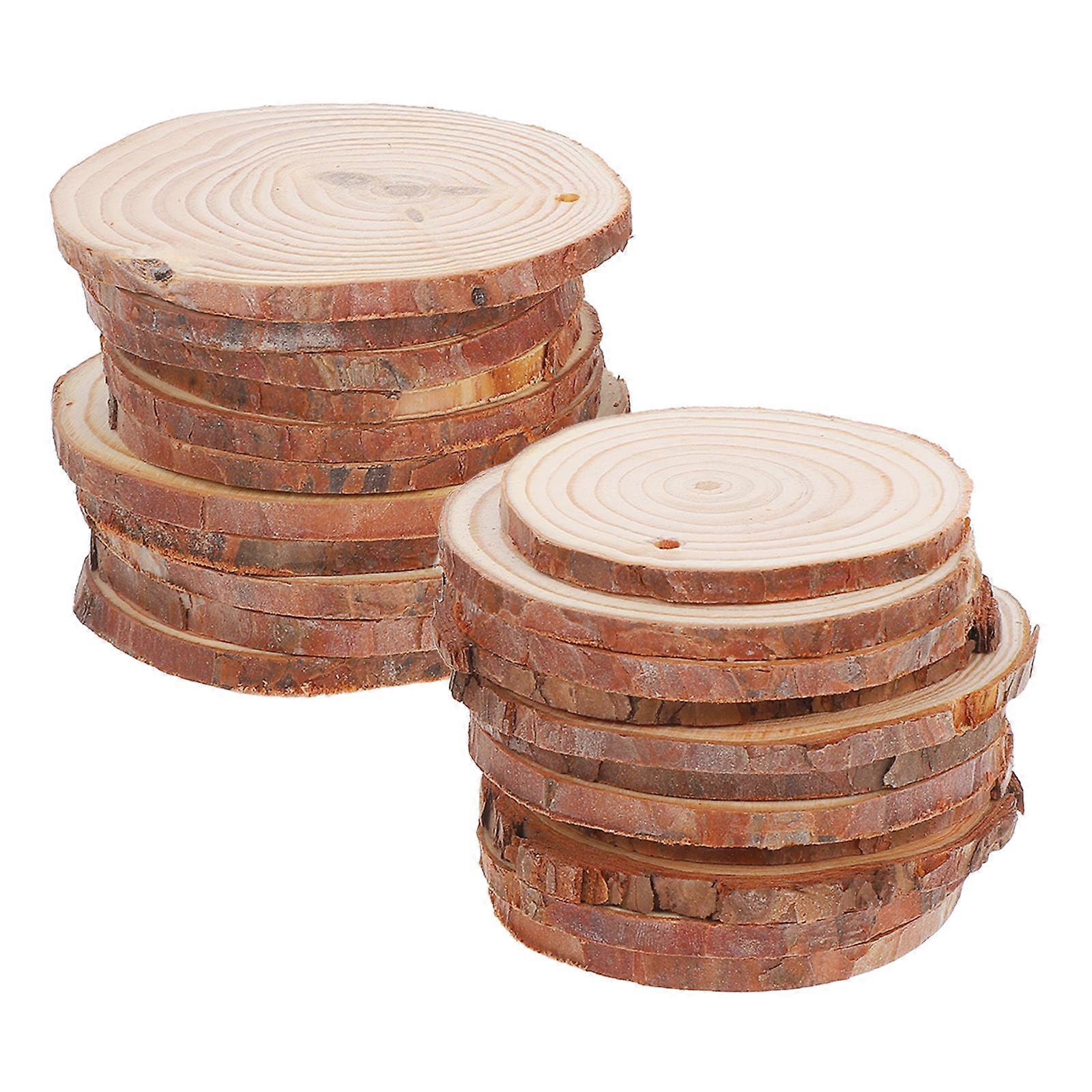 DIY Wood Slices 20Set For Projects Holiday Decorations Natural Crafting Works Square Shapes Brown