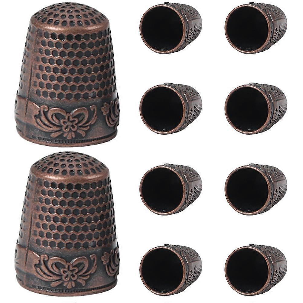 Copper Thimble for Protective Sewing Tools with Anti-Slip Pits and Delicate Pattern 10Pcs