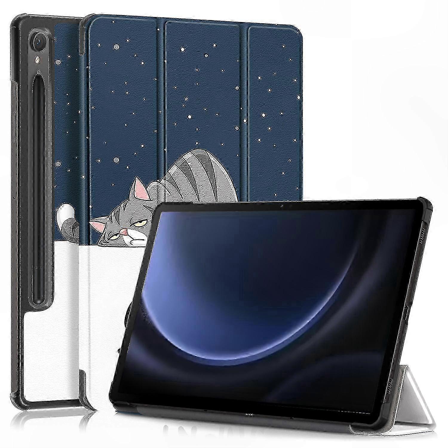 Tri-Fold Pattern Printed Tablet Cover for 10.9" Screen Devices Compatible with Multiple Models