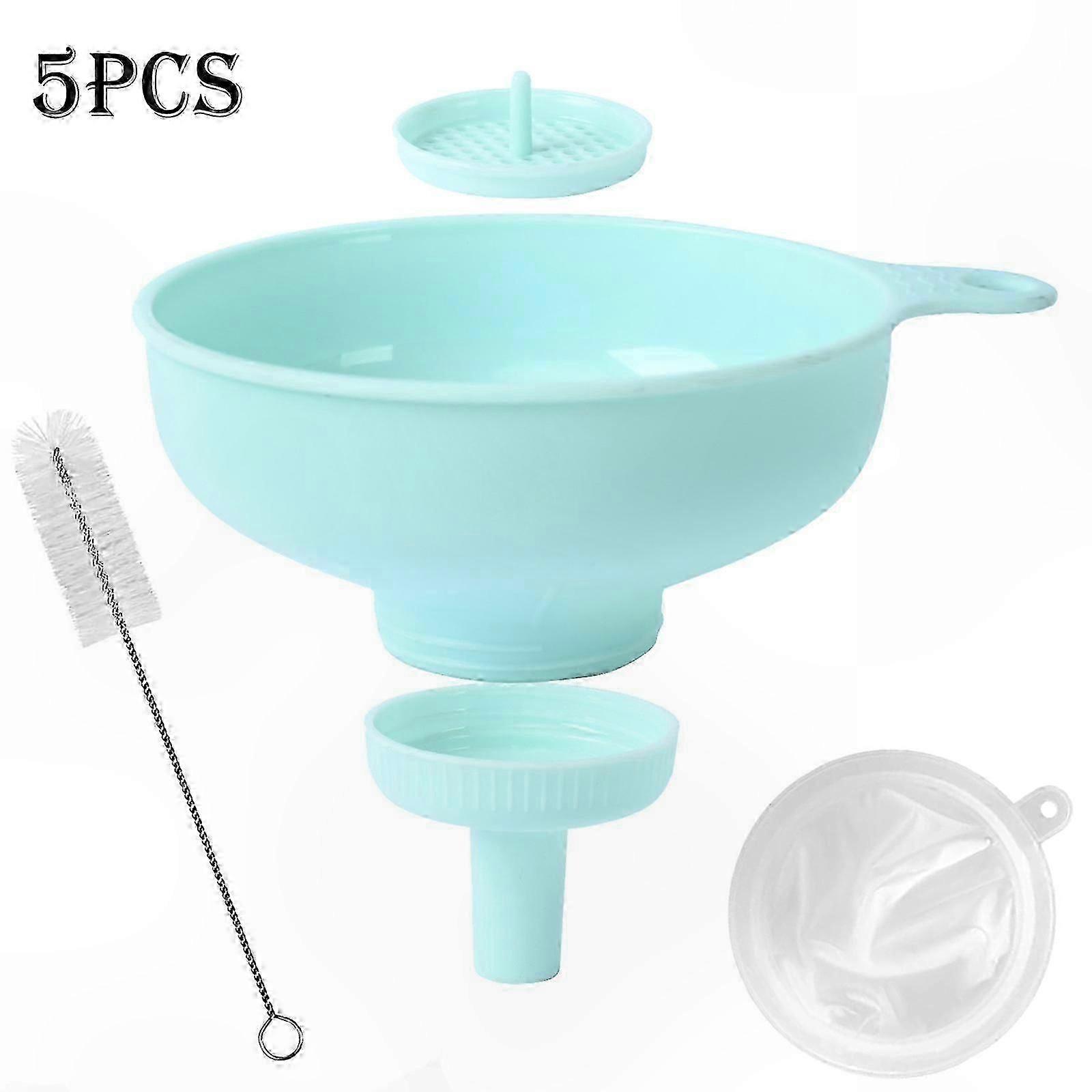 Plastic Kitchen Funnel with Removable Spouts and Strainers for Small Bottle Filling