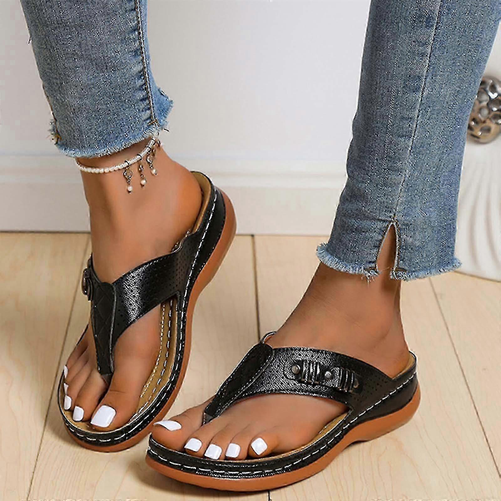 Women's ergonomic sandals - orthopedic wedge flip-flops for outer beach