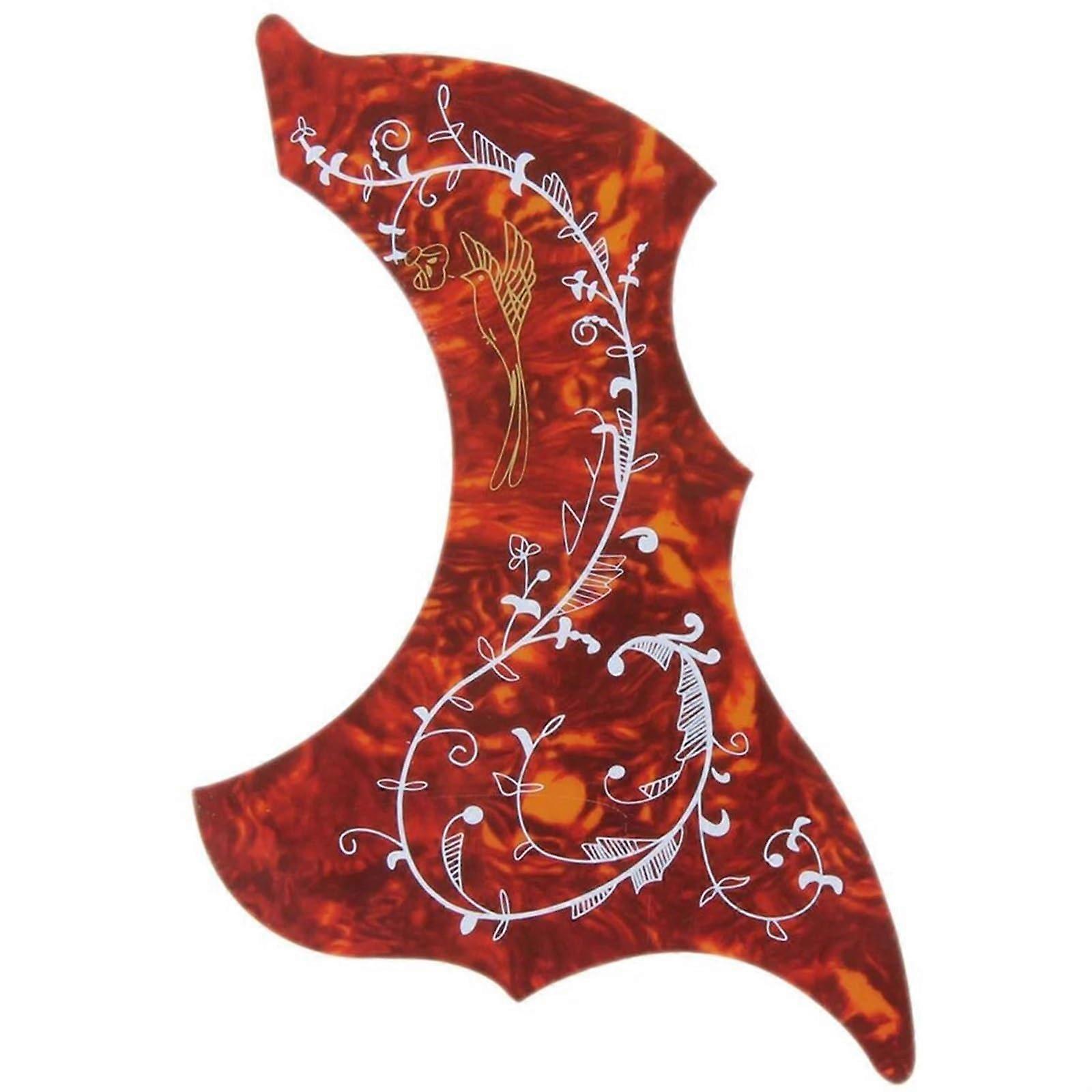Percussion Board for Acoustic Guitar with Golden PhoenixDragon Pattern (Red)