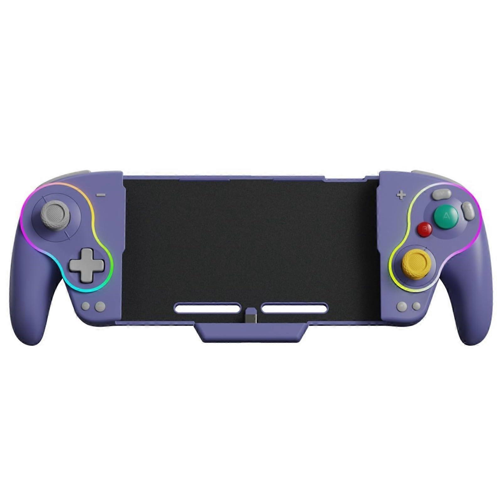 Retro Game Controller For NSO Mechanical Button High Sensitivity Joysticks LED Interchangeable Thumbsticks Purple