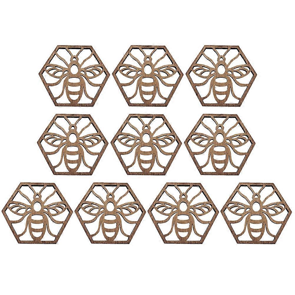 Wooden Coaster Set of 10 Pieces for Home Light Brown Tableware Mats 4.5 x 4.5 Inches