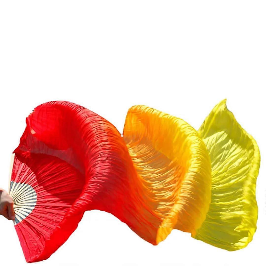Women'S Silky Belly Dance Veil Fans Handmade Dyed Performance Long Fan 1pair 18 1pc Right Hand180cm