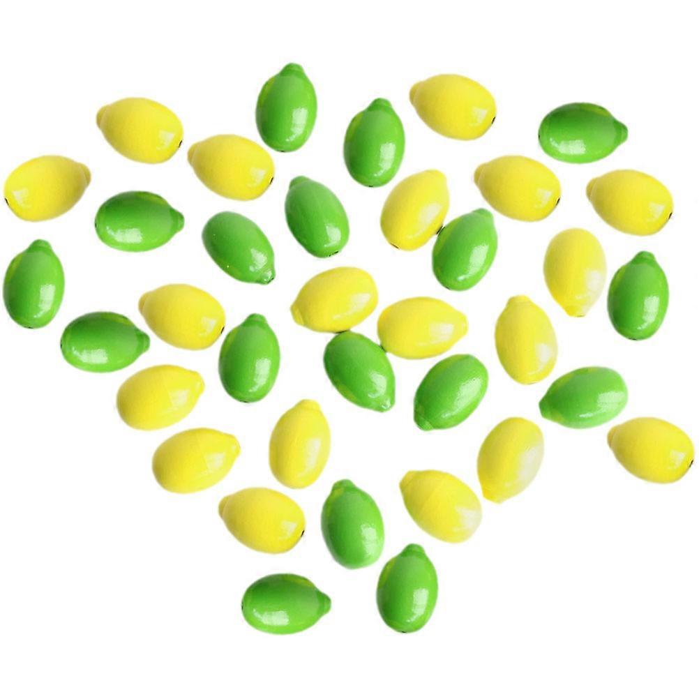 DIY Lemon Shape Spacer Beads for Crafts Decorative Wooden Loose Beads in Assorted Color 50pcs