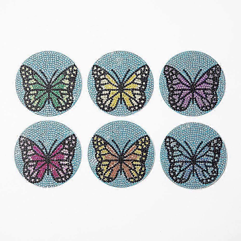 6pcs butterfly diamond painting coasters