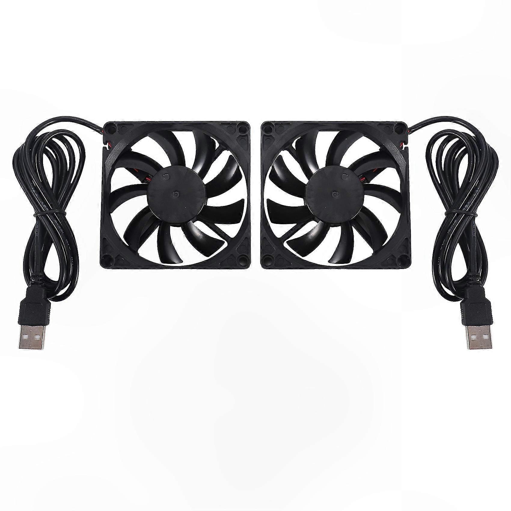 2-Pack 80mm USB Powered 5V DC Silent Cooling Fan for PC Router Case & Electronics Heat Management Solution