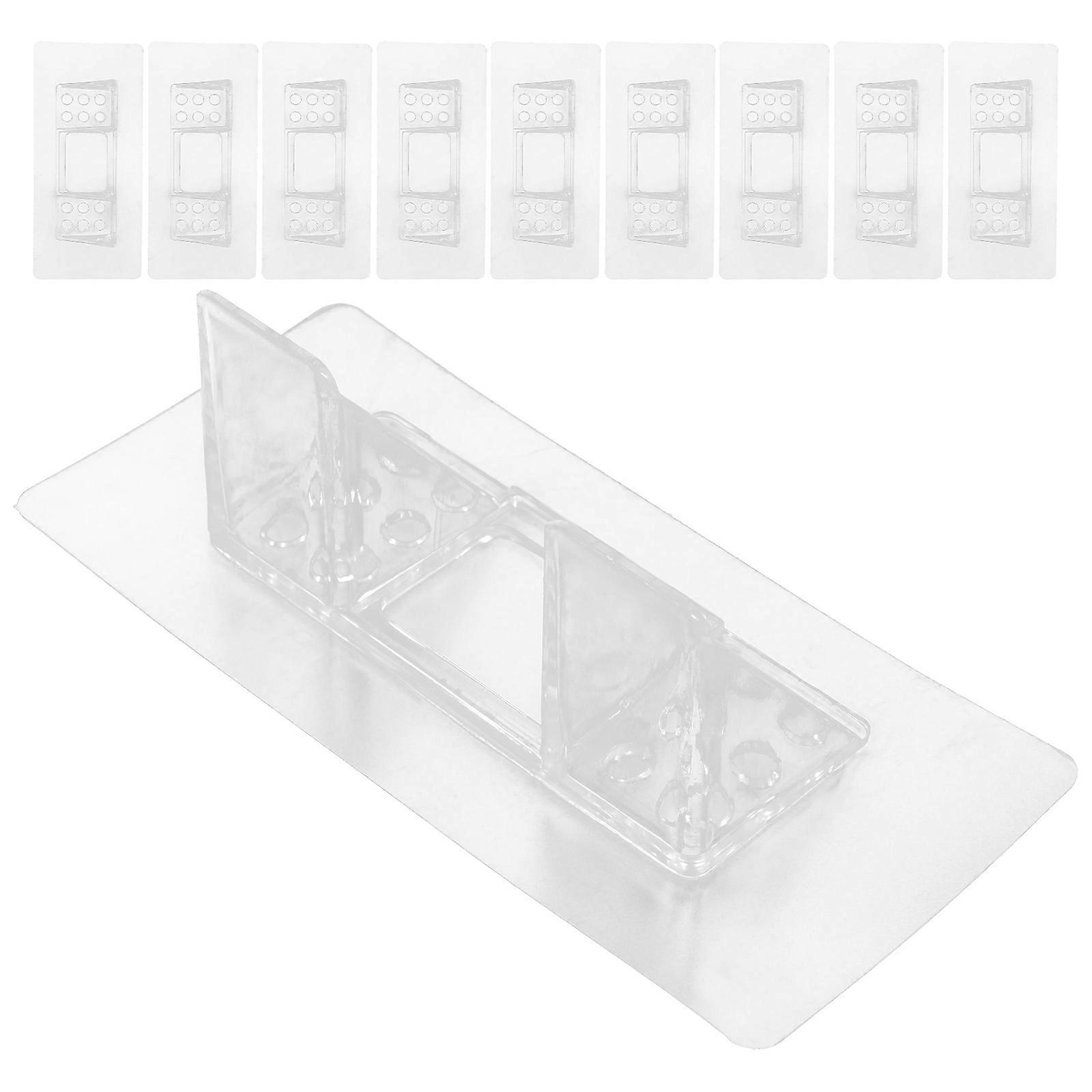 Transparent Plastic Shelf Clips for No Hole Punching Strong Support 2-row Kitchen Storage Solution