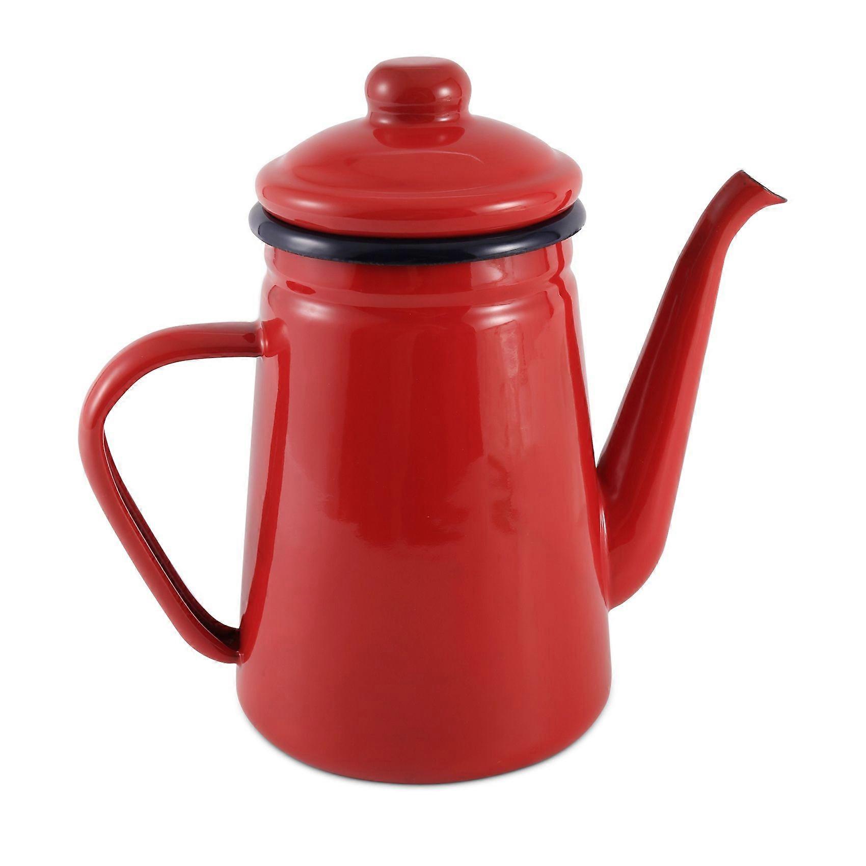 1.1L Émail Cafetière Hand Tea Induction Cooker Stove Universel Rouge