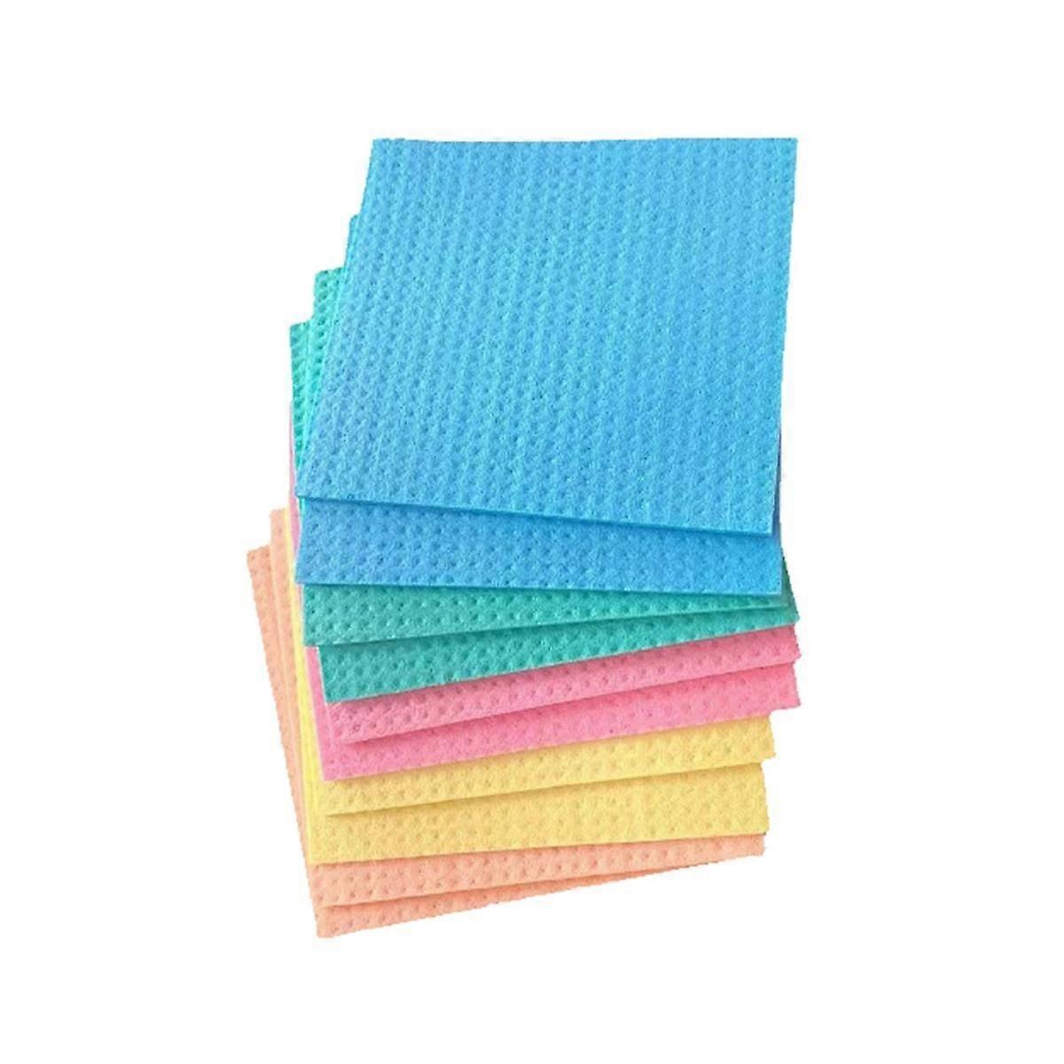 Torchons réutilisables, éponge en cellulose pour la cuisine, chiffon de nettoyage absorbant, paquet de 10, multi